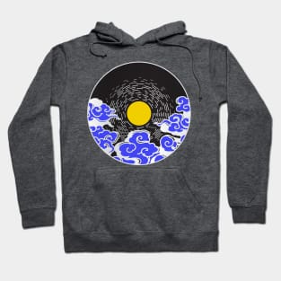 Japanese Stoic Sun and Waves Hoodie